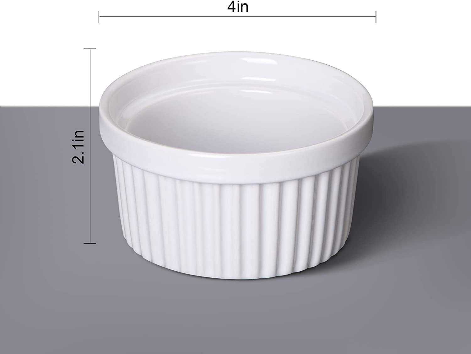 8 Oz Ramekins Bowls, Set of 8, Porcelain Dipping Sauce Bowls, Oven Safe, Classic Style Ramekins for Baking Souffle Ramekins, Creme Brulee Porcelain Ramekins - White