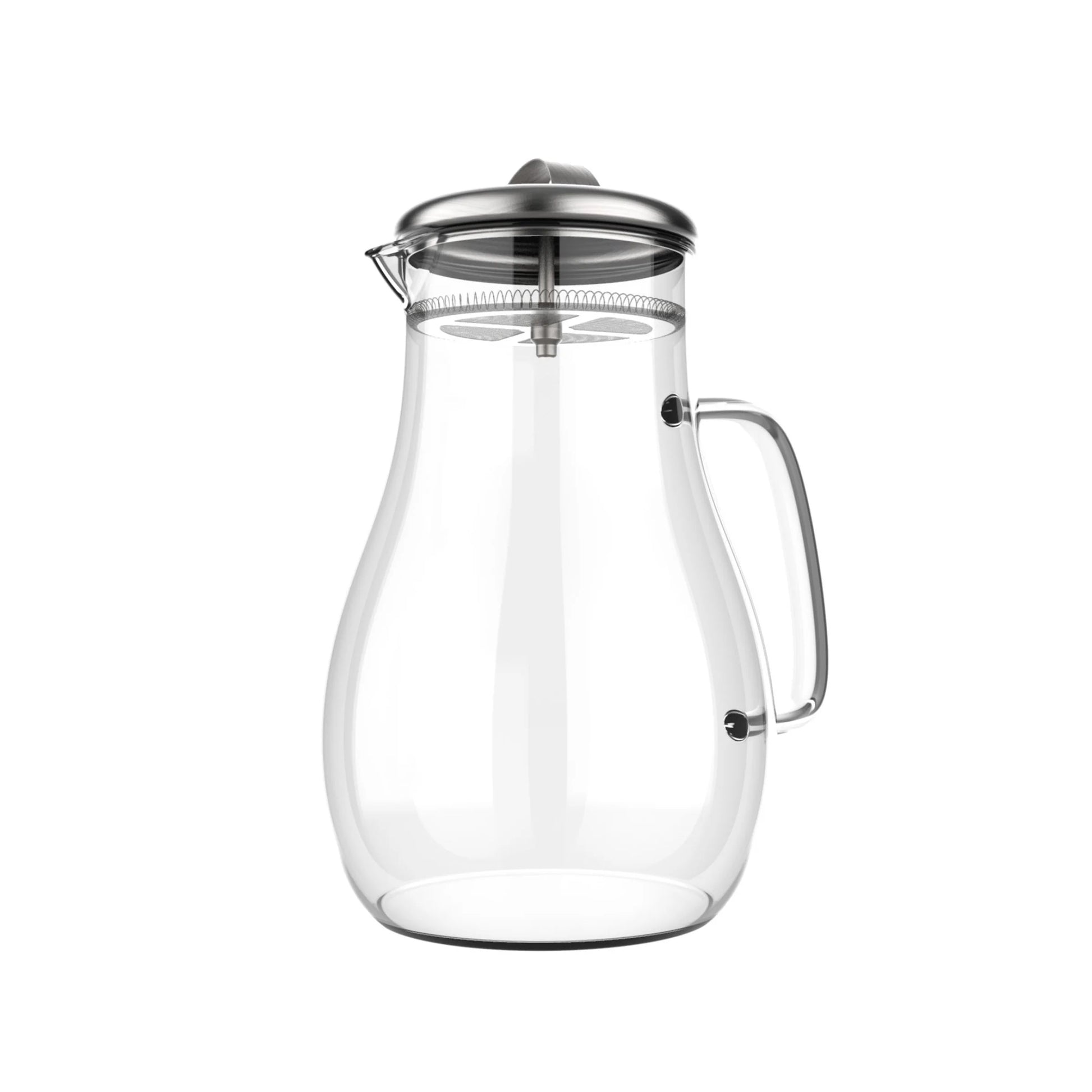 64Oz Hot, Cold Glass Pitcher Carafe with Stainless Steel Filter Lid by