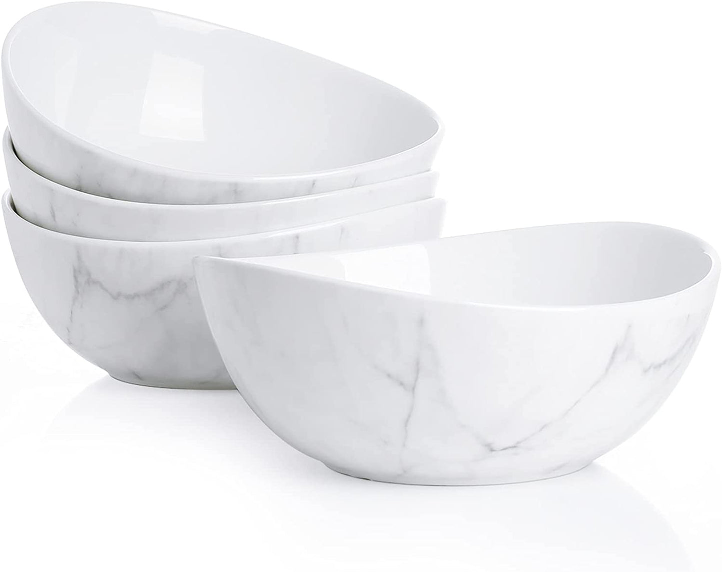 102.499 Porcelain Bowls - 18 Ounce for Cereal, Salad, Dessert - Set of 4, Marble Pattern