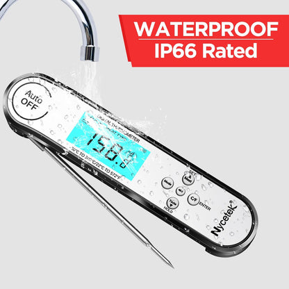 Digital Cooking Thermometer, Accurate & Waterproof Instant Read Meat Thermometer with Backlit, Calibration, Probe, Food Thermometer for Kitchen, Grilling, Candy, BBQ, Oil Fry, Baking