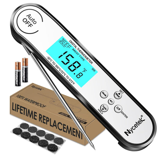 Digital Cooking Thermometer, Accurate & Waterproof Instant Read Meat Thermometer with Backlit, Calibration, Probe, Food Thermometer for Kitchen, Grilling, Candy, BBQ, Oil Fry, Baking