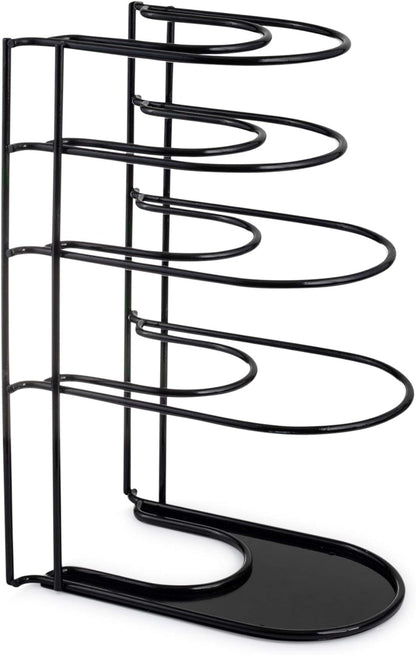 Heavy Duty Pots and Pans Organizer - Extra Large 5-Tier Rack - Holds Cast Iron Skillets, Dutch Oven - Durable Construction - Space Saving Kitchen Storage - No Assembly Required - Black 15.4"