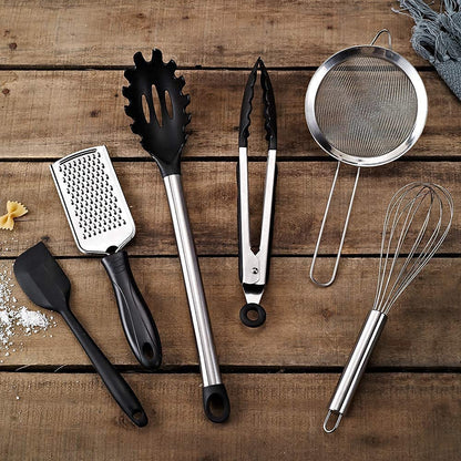 Veica,Kithcen Utensil Set 42 Cooking Utensils Set Nylon and Stainless Steel Utensils Set Kitchen Tool Set,Baking Set Kitchen Set Spatula Set Kitchen Gadgets Kitchen Tools Kitchen Accessories Black